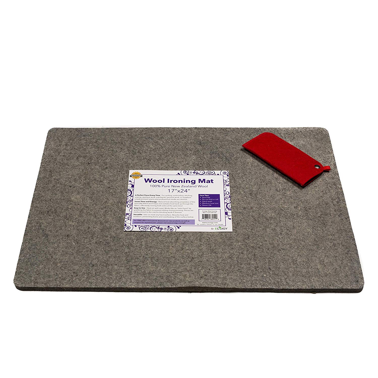 Coobe Set 17 X 24 Wool Pressing Mat for Quilting Large Size & 10 X 10 Portable Size with Carrying Case and Iron Rest Perfect for Classes and Travel 100% New Zealand Wool Felted Ironing Pads 